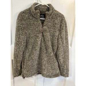 Alpine Sherpa 1/4 Zip Brown Fleece Jacket Sweatshirt Men's Size S